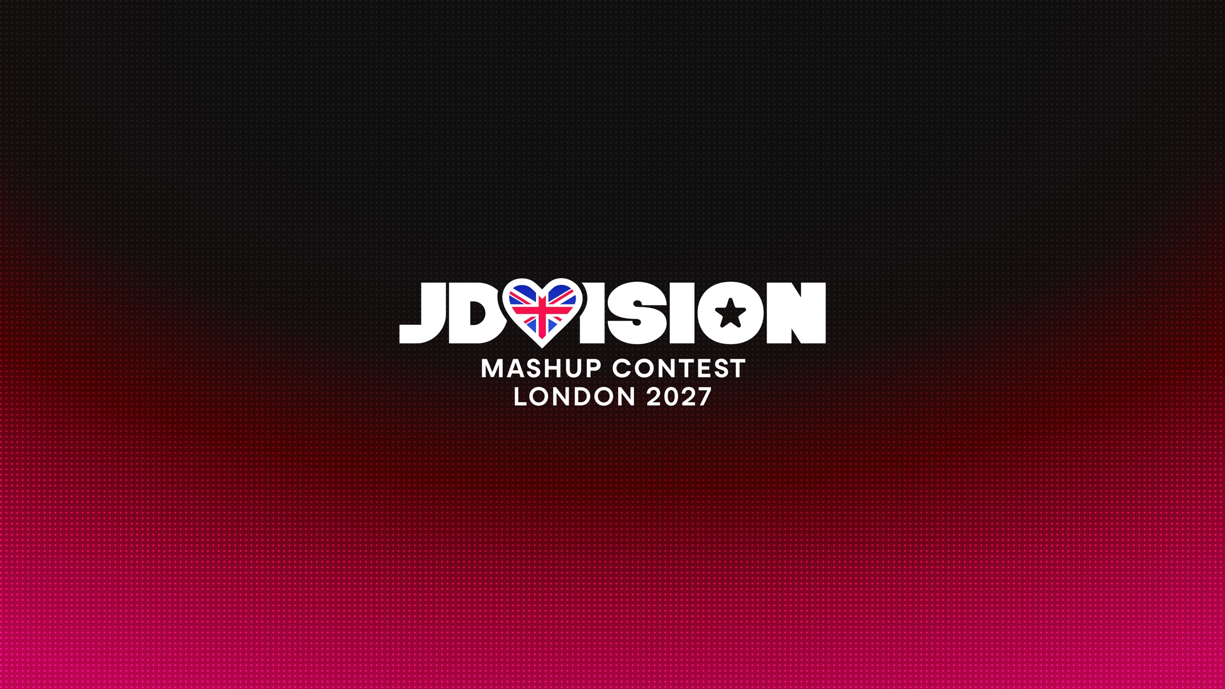 The final JDVision Mashup Contest: London 2027 logo, featuring the Union Jack heart.